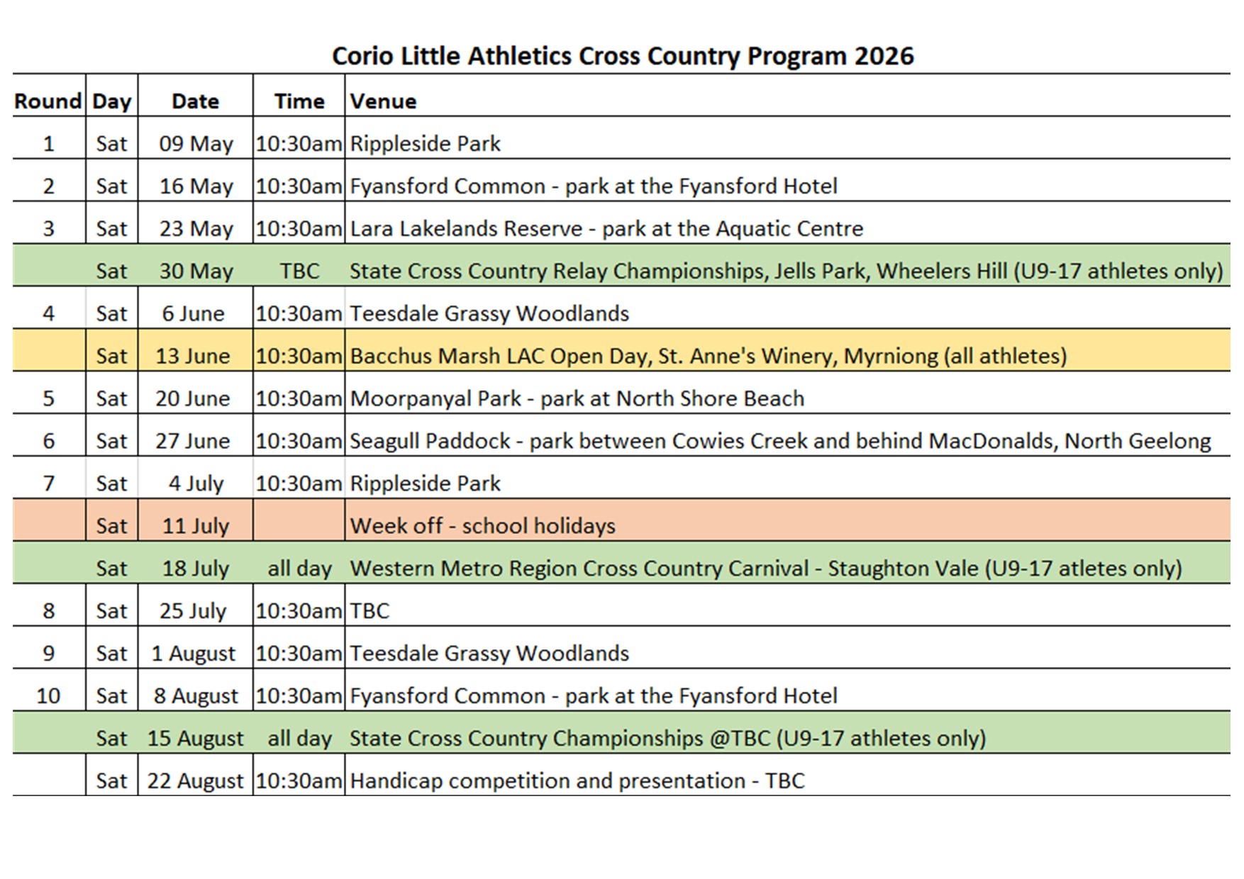 WinterXC-dates