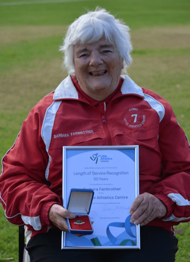 Barb Fairbrother receiving LAV length of service recognition