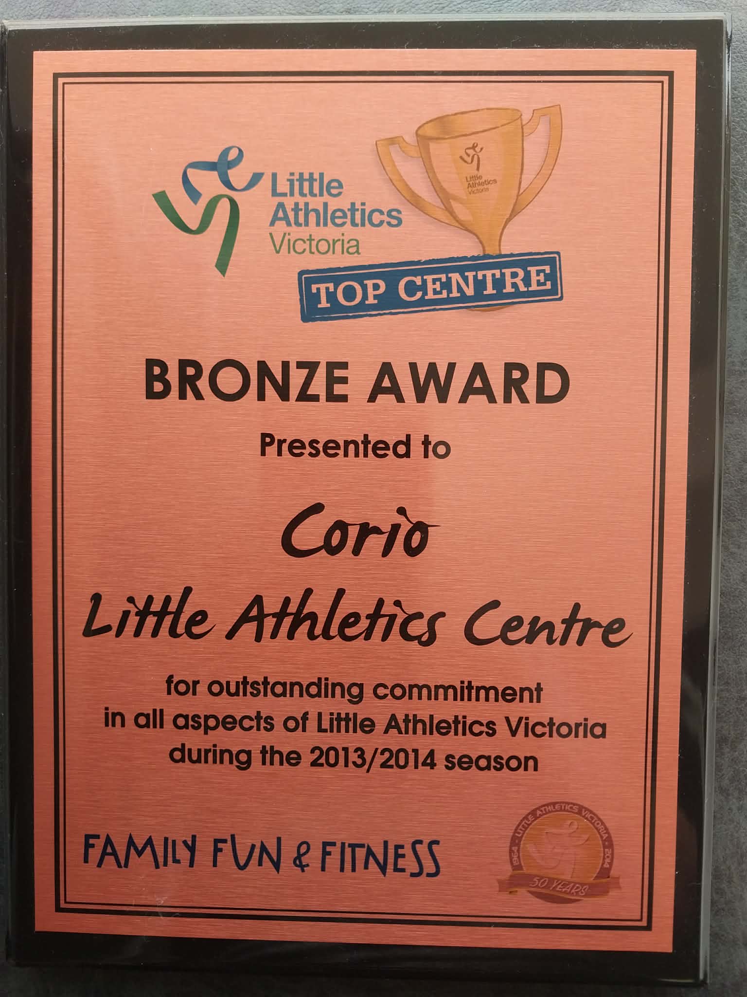 Little Athletics Victoria Centre Award 2013-14