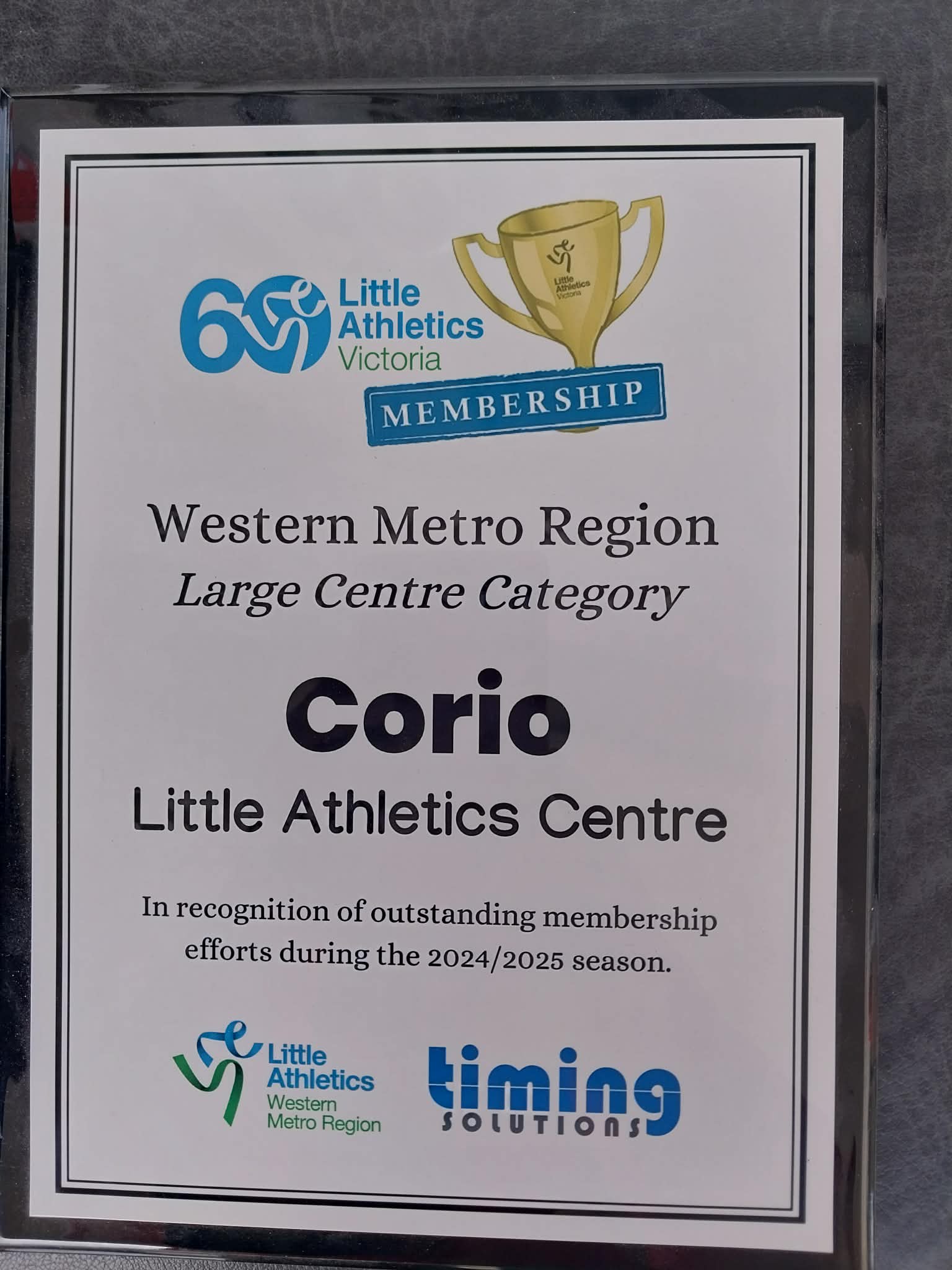 Little Athletics Victoria Centre Award 2024-25